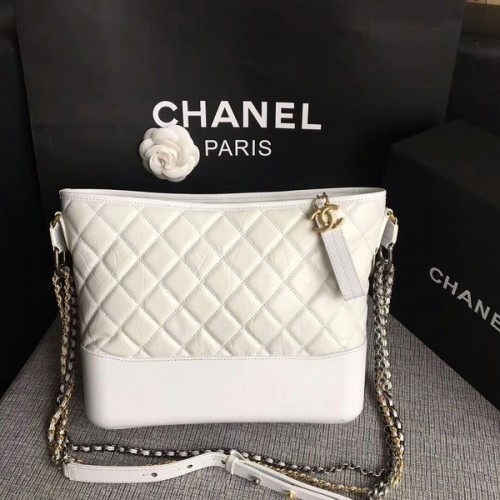 Chanel Gabrielle Schoudertas Origineel Kalfsleer A93842 Wit