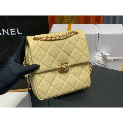 Chanel generfd kalfsleren rugzak origineel leer AS3108 geel