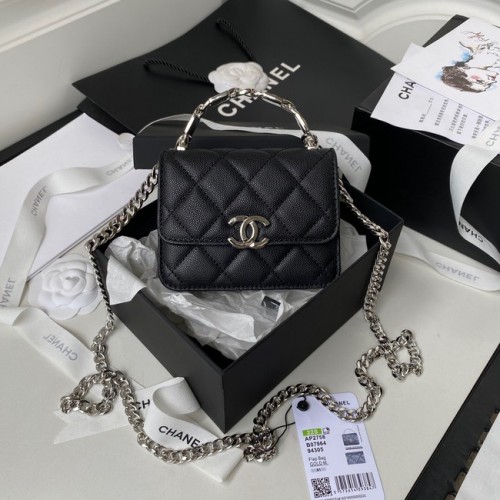 Chanel generfd kalfsleer KOPPELING MET KETTING AP2758 zwart