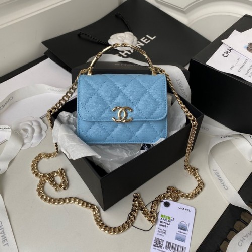 Chanel generfd kalfsleer KOPPELING MET KETTING AP2758 blauw