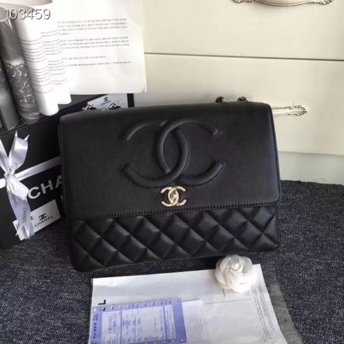 Chanel generfd kalfsleer zilverkleurig metaal A91869 zwart