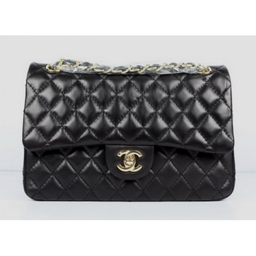 Chanel 2.55 gewatteerde handtas met klep A1112 zwart met gouden hardware
