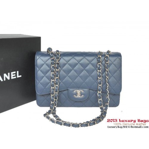 Chanel Jumbo A36076 Blauwe Klassieke Cannage Patronen Flap Bag