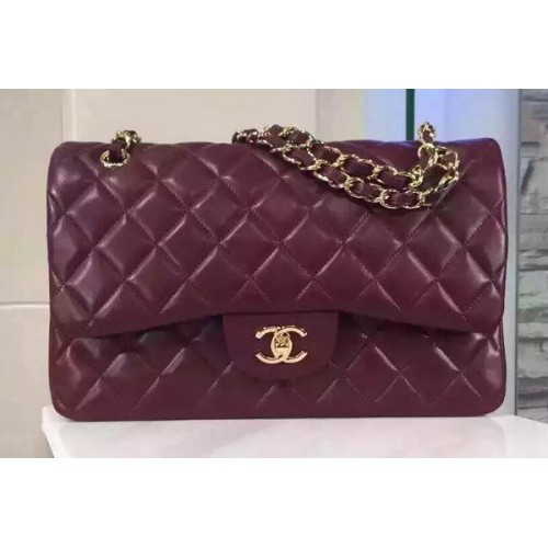 Chanel Jumbo Classic Flap Bag Bordeaux Schapenleer A1113 Goud