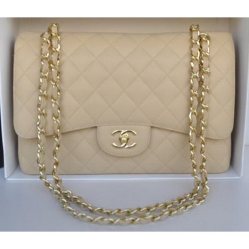 Chanel Jumbo Double Flaps Bag Abrikoos Cannage Patroon A36097 Goud