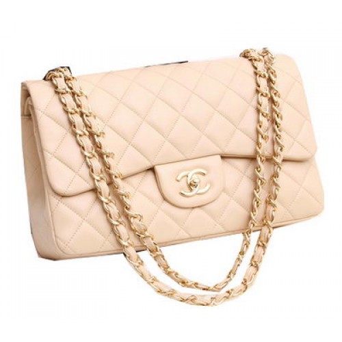 Chanel Jumbo Double Flaps Tassen Origineel Lamsleer A36097 Abrikoos