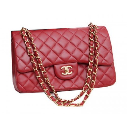 Chanel Jumbo Double Flaps Tassen Origineel Lamsleer A36097 Burgundy