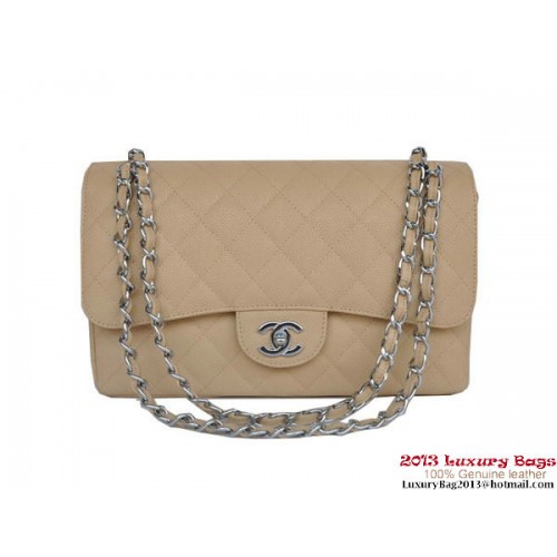 Chanel Jumbo Gewatteerde Klassieke Cannage Patronen Flap Bag A58600 Abrikoos Zilver