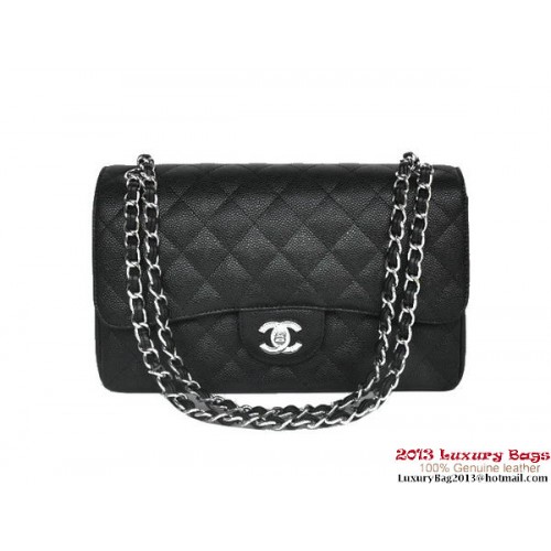 Chanel Jumbo Quilted Classic Cannage Patterns Flap Bag A58600 Zwart Zilver