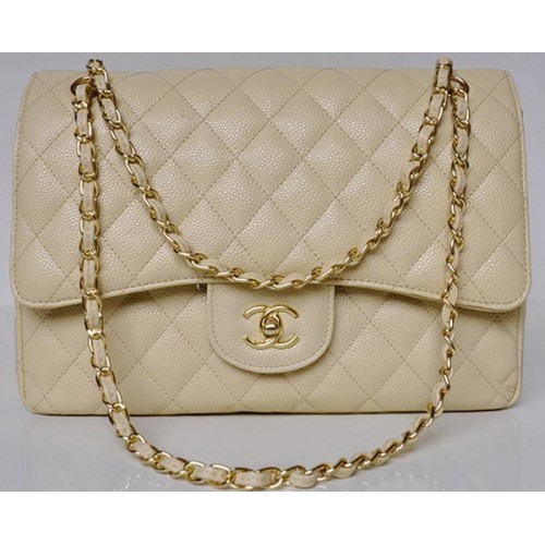 Chanel Jumbo Gewatteerde Klassieke Flap Bag Abrikoos Cannage Patronen A58600 Goud
