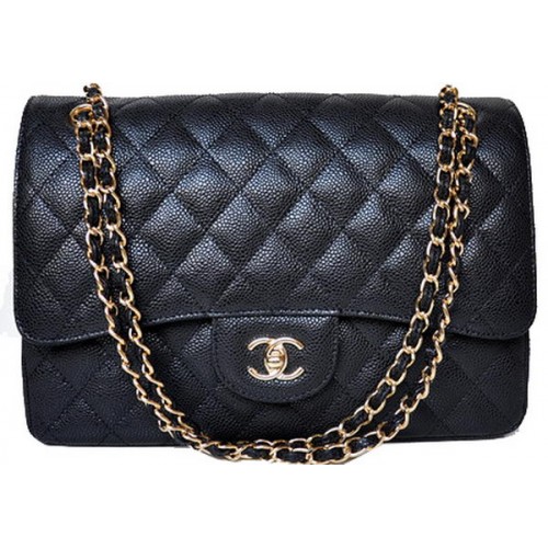 Chanel Jumbo gewatteerde klassieke kleptas zwart Cannage-patronen A58600 goud