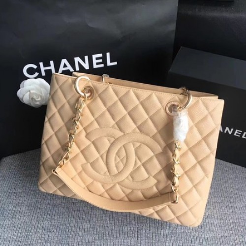 Chanel LE Boy Grand boodschappentas GST abrikoos Cannage patroon A50995 goud