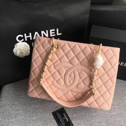 Chanel LE Boy Grand boodschappentas GST roze Cannage-patroon A50995 goud