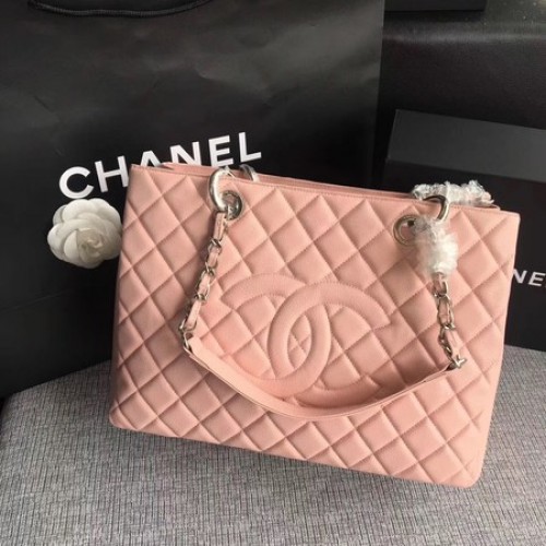 Chanel LE Boy Grand boodschappentas GST roze Cannage-patroon A50995 zilver