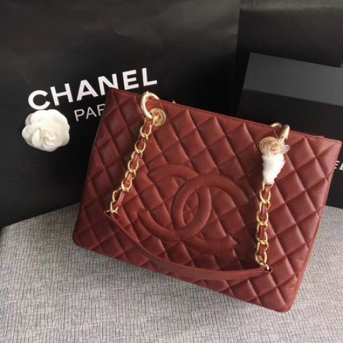 Chanel LE Boy Grand boodschappentas GST wijn Cannage patroon A50995 goud