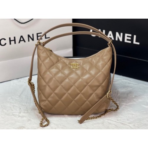 Chanel lamsleren rugzak AS3487 abrikoos