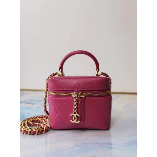 Chanel Lamsleer Kristal Kalfsleer Goudkleurig Metaal AS1889 roze