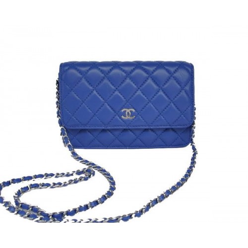 Chanel Lambskin Flap Bag A33814 Blauw met zilveren hardware