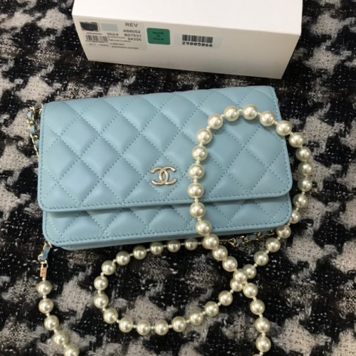 Chanel Lambskin Flap Schoudertas CC33814 lichtblauw
