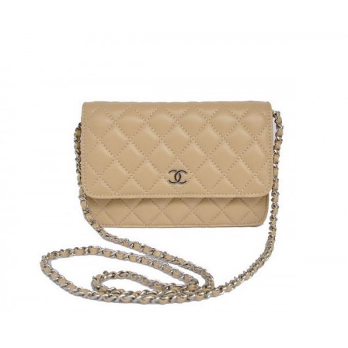 Chanel Lamsleren Flap Bag A33814 Abrikoos Zilver
