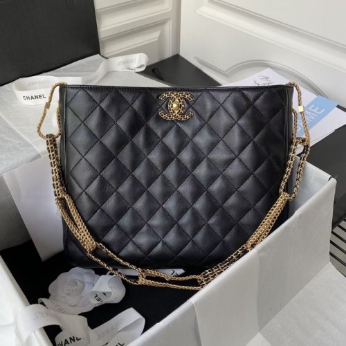 Chanel schoudertas van lamsleer AS2977 zwart