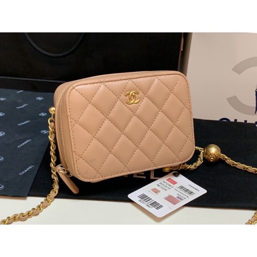 Chanel Lambskin cameratas AS2463 abrikoos