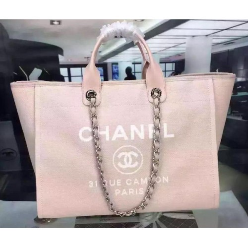 Chanel Grote Canvas Tote Boodschappentas A1679 Roze