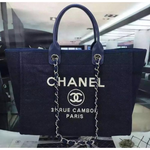 Chanel Grote Canvas Tote Boodschappentas A1679 Royal