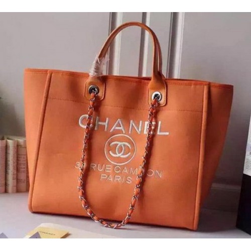 Chanel Grote Canvas Tote Boodschappentas A5002 Oranje