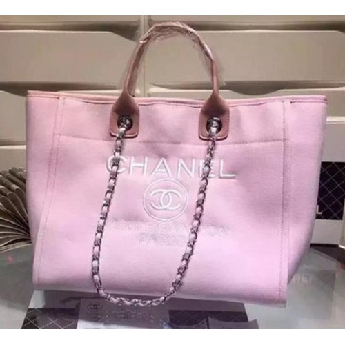 Chanel Grote Canvas Tote Boodschappentas A5002 Roze