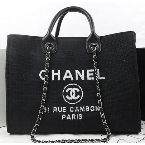 Chanel Grote Canvas Tote Boodschappentas A67002 Zwart