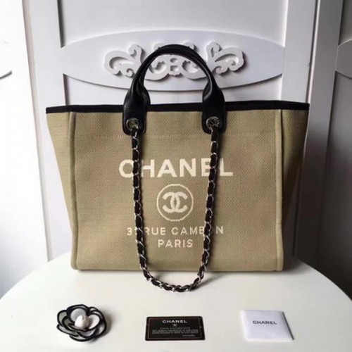 Chanel Grote Canvas Tote Boodschappentas CHA1679 Abrikoos