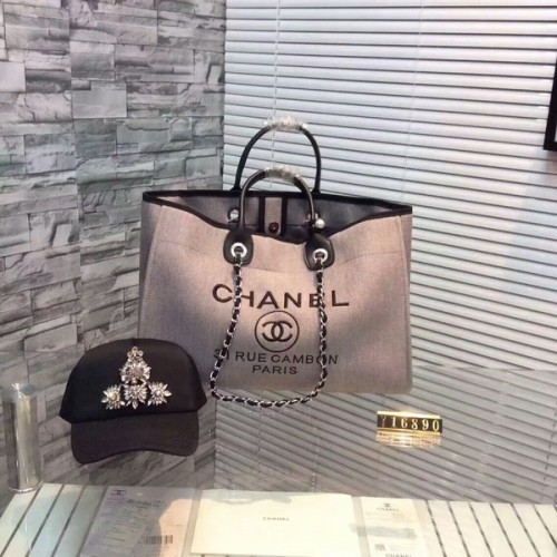 Chanel grote canvas boodschappentas CNA1679 grijs