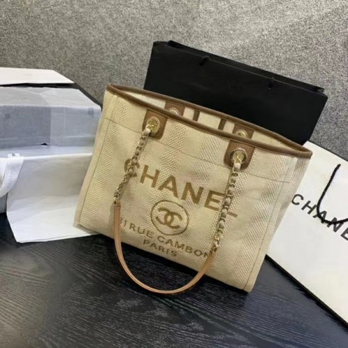 Chanel Grote Schoudertas A67001 Crème