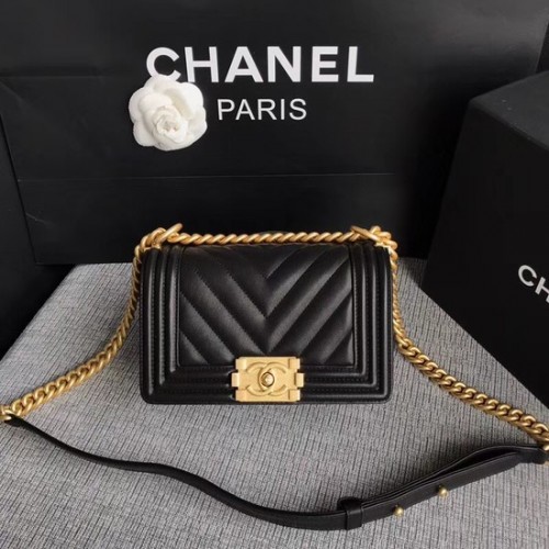 Chanel Le Boy Flap schoudertas origineel kalfsleer A67085 zwart gouden gesp