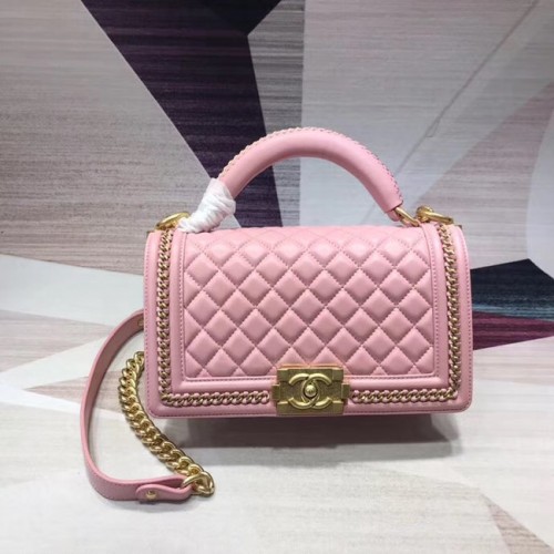 Chanel Leboy Original leren schoudertas H67086 roze goudkleurig metaal
