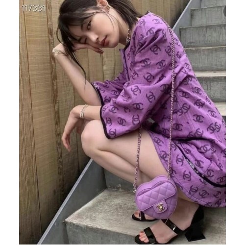 Chanel 2022S Love Heart Original Lambskin Crossbody Chain Mini Bag AS3191 Paars