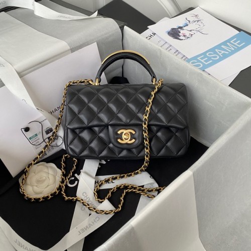 Chanel MINI FLAP TAS MET HANDVAT BOVEN AS2431 zwart