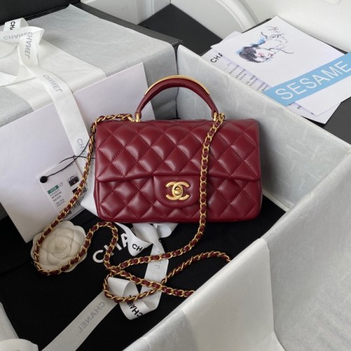Chanel MINI FLAP TAS MET BOVENHANDVAT AS2431 rood