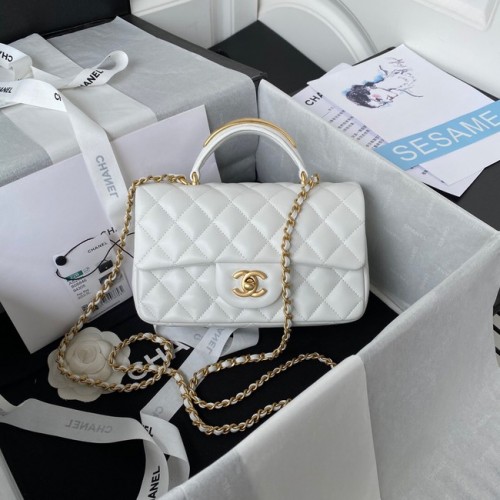 Chanel MINI FLAP TAS MET HANDVAT BOVEN AS2431 wit