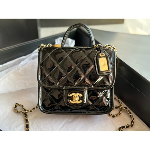 Chanel MINI FLAP TAS MET HANDVAT BOVEN AS3652 zwart