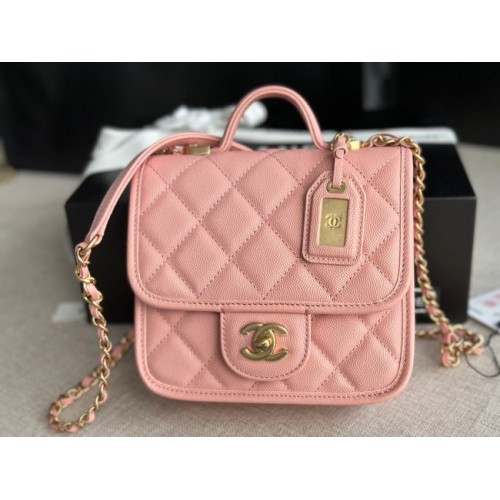 Chanel MINI FLAP TAS MET HANDVAT BOVEN AS3652 roze