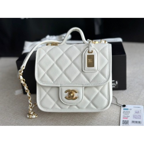 Chanel MINI FLAP TAS MET HANDVAT BOVEN AS3652 wit