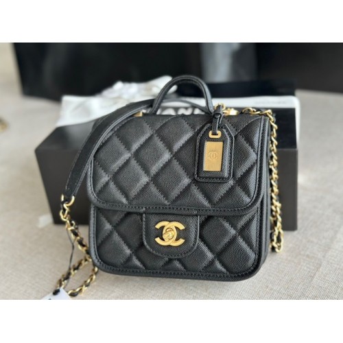 Chanel MINI FLAP BAG MET BOVENHANDVAT Korrelkalfsleer AS3652 zwart