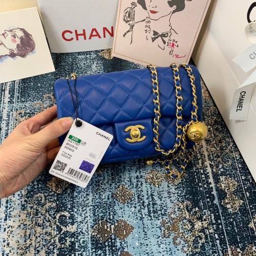 Chanel MINI Flap Bag Original Schapenleer 1116 blauw