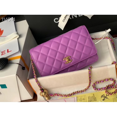 Chanel MINI Flap Bag Origineel Schapenleer 33814 Lavendel