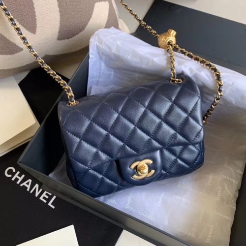 Chanel MINI Flap Bag Origineel Schapenleer AS1786 Marineblauw
