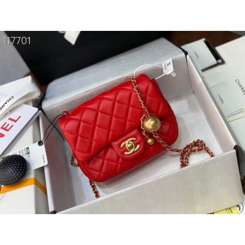 Chanel MINI Flap Bag Origineel Schapenleer AS1786 Rood