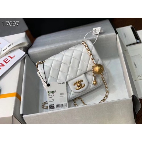 Chanel MINI Flap Bag Origineel Schapenleer AS1786 Wit