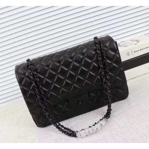 Chanel Maxi Classic Flap Bag Schapenleer A58601 Zwart